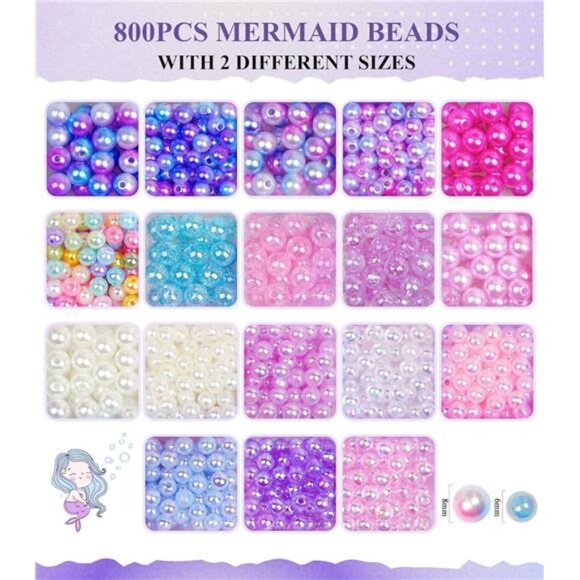 900Pcs Mermaid Bracelet Making Kit for Girls Kids Charm DIY Beads for - Picture 4 of 6